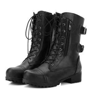 New Black Combat Motorcycle Boots